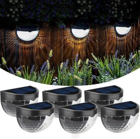 6 Pack Solar Fence Lights Outdoor Waterproof  Solar Powered Deck Step Stair Post Wall Lights Outdoor Lighting For Deck  Black (Option: White Lights-6PCS)