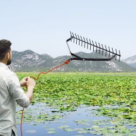 32x6.3 In Pond Aquatic Weed Rake Double-Sided Lake Weed Removal Rake 30ft Rope (Option: Multicolor)