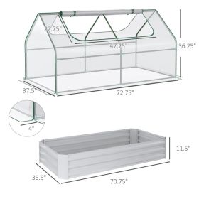 6 X 3 X 1ft Raised Garden Bed With Mini Greenhouse, Galvanized Raised Garden Bed With Cover For Herbs And Vegetables, Small Greenhouse For Patio (Option: Clear Light Gray)