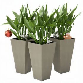 Tall Planters for Outdoor Plants Set of 3, 28 In Taper Planters with Drainage Holes, Indoor Grande Plant Pots, Front Porch Decor, Grey (Option: Grey-415x415x910 mm)