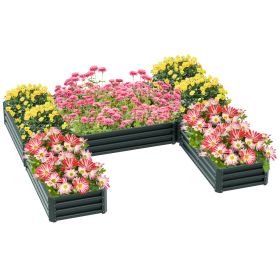 Steel Raised Garden Bed, Set of 5 Large Box Planters for Outdoor Plants Vegetables Flowers Herbs, 8x8x1ft, Green (Option: Green-770x390x120 mm)