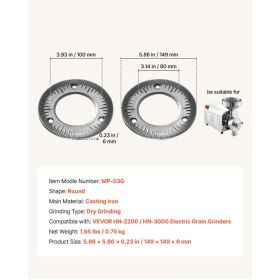 2PCS Grinding Sheets For Electric Grain Mill Grinder, Cast Iron Dry Grinding Discs, Replacement Grinding Plates Compatible With HN-2200, HN-3000 (Option: Black)