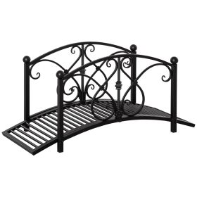 Garden Bridge 3.3FT, Decorative Classic Backyard Pond Bridge with Safety Railings Black (Option: Black-1060x160x560 mm)
