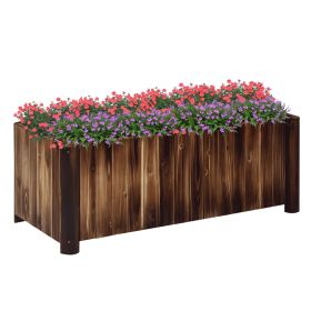48" x 20" x 18" Raised Garden Bed, Raised Planter Box, Wooden Planter Raised Bed with Drainage Gaps & Lightweight Build, Natural Wood (Option: Carbonized-1230x140x480 mm)