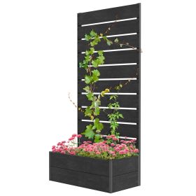 Trellis Planter for Climbing Plants, Raised Garden Bed with Trellis, Planter Box for Outdoor, 28.25" x 15" x 59", Black (Option: Black-815x160x410 mm)