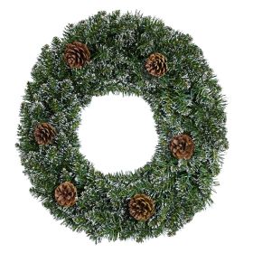 24" Snow-Tipped Pinecone Wreath, 150 PVC Tips, 50 Warm White LEDs with 8 Modes, Battery Box (Option: 99194098)