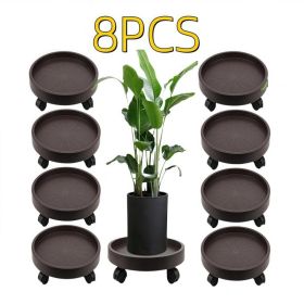 8 Pack Plant Caddy With Wheels, Heavy Duty 12.2 Inch Rolling Plant Stand For Moving Potted Flowers Indoor Outdoor, Brown (Option: 8pcsplantcaddy)