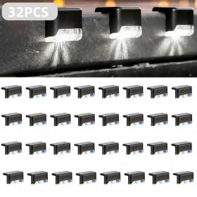 32&16 PCS Solar Deck Lights Outdoor Solar Step Lights Waterproof Led Solar Lights For Outdoor Stairs Step Fence Yard Patio And Pathway Family's G (Option: White Light 32Pack)