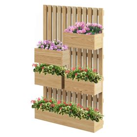 Wall Mounted Planter with Trellis and Drainage Holes for Small Spaces, Raised Garden Bed, Natural (Option: Natural Wood-1090x690x110 mm)