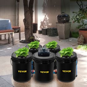 DWC Hydroponic System, 5 Gallon 5 Buckets, Deep Water Culture Growing Bucket, Hydroponics Grow Kit With Pump, Air Stone And Connected Reservoir, (Option: Black)