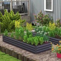 Galvanized Raised Garden Bed, Easy DIY And Cleaning For Growing Flowers, Herbs, Succulents, Gray (Option: Gray)