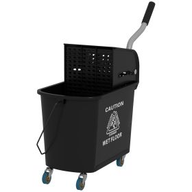 Compact Mop Bucket with Wringer, Mop Bucket on Wheels, 21 Quart, Separate Dirty and Clean Water, Black (Option: Black-505x280x285 mm)