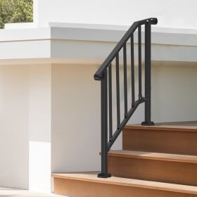 2-3 Step Handrails For Outdoor For Seniors Porch Deck Black Retro Arch (Option: Black)