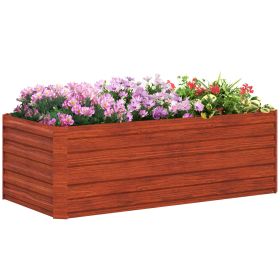 Galvanized Raised Garden Bed, Steel Outdoor Planters with Reinforced Rods, 71" x 36" x 23", Dark Brown (Option: Dark Brown-950x390x70 mm)