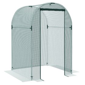 Outsunny 4' X 4' Crop Cage, Plant Protection Tent With Zippered Door And Galvanized Steel Frame, Fru (Color: Green)