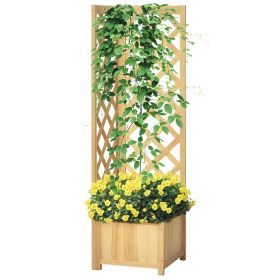 Wooden Raised Garden Bed, Planter with Trellis for Vine Climbing and Vegetables, Herbs and Flowers Growing, Natural (Option: Natural Wood-1560x440x90 mm)