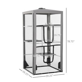 Cat House Kitten Enclosure Mesh Playpen Steel Frame With 3 Platforms, 2 Doors And 4 Sandbags For Stability, IndoorOutdoor (Option: Grey White and Black)