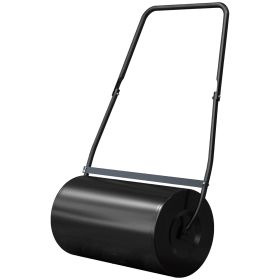46L Lawn Roller, Push/Tow Behind Sod Roller with U Shaped Handle, Water Filled Yard Roller for Garden, Lawn, Backyard (Option: Black-670x375x400 mm)