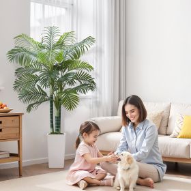 6ft Artificial Areca Palm Tree Fake Plant With White Planter Indoor (Option: Green)