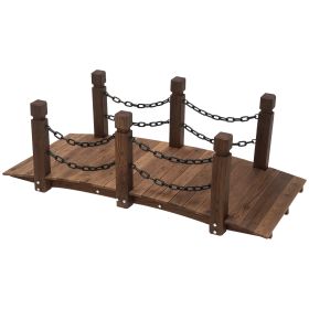 5 ft Wooden Garden Bridge Arc Footbridge with Metal Chain Railings & Solid Fir Construction, Carbonized (Option: Carbonized-830x200x730 mm)