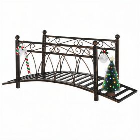 3.3' Metal Arch Zen Garden Bridge with Safety Siderails, Decorative Footbridge, Delicate Scrollwork & Corner Spheres for Stream, Fish Pond, Bron (Option: Bronze-1110x160x460 mm)