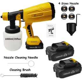 Paint Sprayer 200W High Power Electric Spray Paint With Adjustable Spray Width Knob 4 Nozzles,Easy To Clean For Paint Sprayer For Furniture Garde (Color: Yellow)