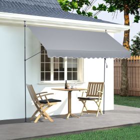 157x47' Patio Awning Retractable Awning Sunshade Shelter With Crank Handle (Option: Grey)