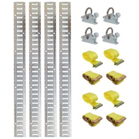 12PCS E Track Tie-Down Rail Kit, Trucks, Vans, Garages, Trailer Tie Down System,4 Pack 5ft Horizontal E-Track , 4 Pack Steel O-Ring Anchors, 4 Pa (Option: Silver)