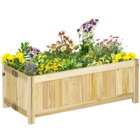 Foldable Raised Garden Bed, Wooden Planter Box, Herb Garden Planter with Drainage Holes, for Backyard, Patio to Grow Vegetables, Herbs, and Flow (Option: Natural wood finish-790x290x100 mm)