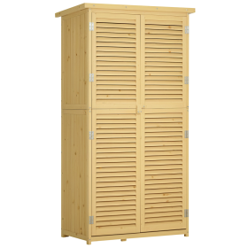 5' x 3' Wooden Outdoor Storage Cabinet, Garden Sheds & Outdoor Storage with Asphalt Roof & 2 Large Wood Doors with Lock, Natural (Option: Natural Wood-1000x600x330 mm)