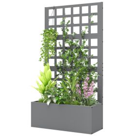 Galvanized Raised Garden Bed Planter Box with Trellis for Climbing Plants, Vegetable, Vines, 24" x 9" x 44.5", Gray (Option: Gray-685x150x410 mm)