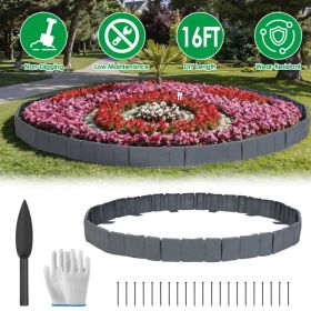 Flexible Cobblestone Landscape Edging, Weather Resistant PVC Garden Border Edging with Spikes & Shovel, Interlocking No Dig Lawn Edging for Yard (Option: AS  PIC)