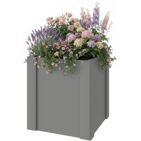 Raised Garden Bed Galvanized Planter Box Outdoor with Gloves for Gardening Vegetables, Flower, Herb, 1.4 x 1.4 x 1.5 ft, Gray (Option: Gray-580x350x130 mm)