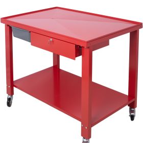 Transmission Teardown Work Station  1 2 Ton Capacity  Sloping Drain Table  Locking Drawer  Removable  Drain Basin Full-Width Lower Shelf  Four 4- (Option: Red)