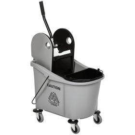 9.5 Gallon (38 Quart) Mop Bucket with Wringer Cleaning Cart, 4 Moving Wheels, 2 Separate Buckets, & Mop-Handle Holder, Grey (Option: Grey-540x395x390 mm)