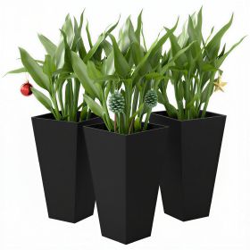 Tall Planters for Outdoor Plants Set of 3, 28 In Taper Planters with Drainage Holes, Indoor Grande Plant Pots, Front Porch Decor (Black) (Option: Black-415x415x910 mm)