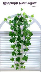 Simulation Plant Morning Glory Ratten For Wall Hanging Decoration (Color: Light Purple)