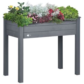 34" Raised Garden Bed, Elevated Wooden Planter Box with Holes for Vegetables, Herb, Flowers for Backyard, Dark Gray (Option: Dark Gray-830x80x440 mm)