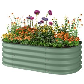 3.4' x 2' x 1' Galvanized Raised Garden Bed Kit, Metal Planter Box with Safety Edging, Green (Option: Green-595x360x170 mm)