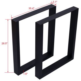 Square Table Legs 28X 35 ,Wide Metal Table Legs , Heavy Duty Steel Desk Legs Table Leg Dining Table Legs Coffee Desk Leg, Set Of 2 (Option: Black)