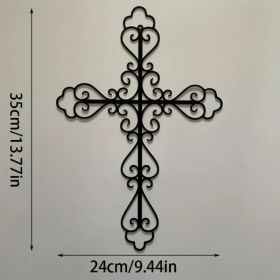1pc Metal Retro Cross Wall Art Decoration, Metal Artwork, Scene Decoration (Option: Wrought iron decoration)
