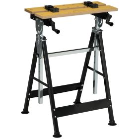 Work Bench Tool Stand with Adjustable Height and Angle, Carpenter Saw Table with 4 Clamps, Steel Frame, 220lbs Capacity (Option: Natural, Black-780x220x150 mm)