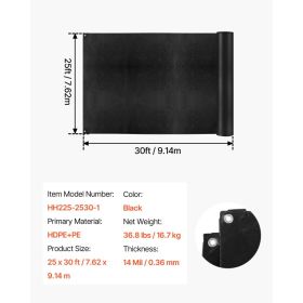 25 X 30 Ft Pond Liner, 14 Mil Thickness, 3-Layer Reinforced PE Fish Koi Pond Liner For Outdoor Ponds, With Hemmed Edge And 4 Metal Buttonholes, F (Option: Black)