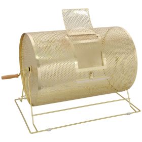Raffle Drum,Holds 10000 Tickets Or 300 Ping Pong Balls, Metal Lottery Spinning Drawing With Wooden Turning Handle, 14.8 X 21.26 Inch Brass Plated (Option: Gold)