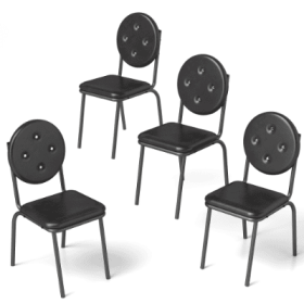 4-piece Bar Stools, Faux Leather Dining Chairs With Waterproof Surface And Metal Legs, Easy To Assemble, Suitable For Kitchen, Dining Room And Li (Color: Black)