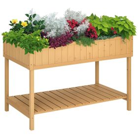 43x18x30in Raised Garden Bed with 8 Pockets and Shelf, Wooden Elevated Planter Box with Legs to Grow Herbs, Vegetables, and Flowers, Natural (Option: Natural Wood-1165x500x120 mm)