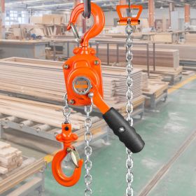 Manual Lever Chain Hoist, 1/2 Ton 1100 Lbs Capacity 5 FT Come Along, G80 Galvanized Carbon Steel With Weston Double-Pawl Brake, Auto Chain Leadin (Option: Orange)
