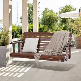 Wooden Porch Swing 5.5 Ft, Patio Bench Swing For Courtyard & Garden, Upgraded 880 Lbs Strong Load Capacity, Heavy Duty Swing Chair Bench With Han (Option: Brown)
