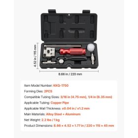 Brake Line Flaring Tool Kit, 45° Single & Double Flare Tool For 3/16", 1/4" Copper Tubing - With 2 Forming Dies, Deburring Tool & Toolbox For Aut (Option: Black)