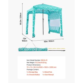 Beach Cabana, 6 X 6 Ft Beach Canopy With Side Wall, UPF 50+ Protection Easy Setup Cabana Tent With Sand Pockets, Large Portable Shade Sun Shelter (Option: Black)